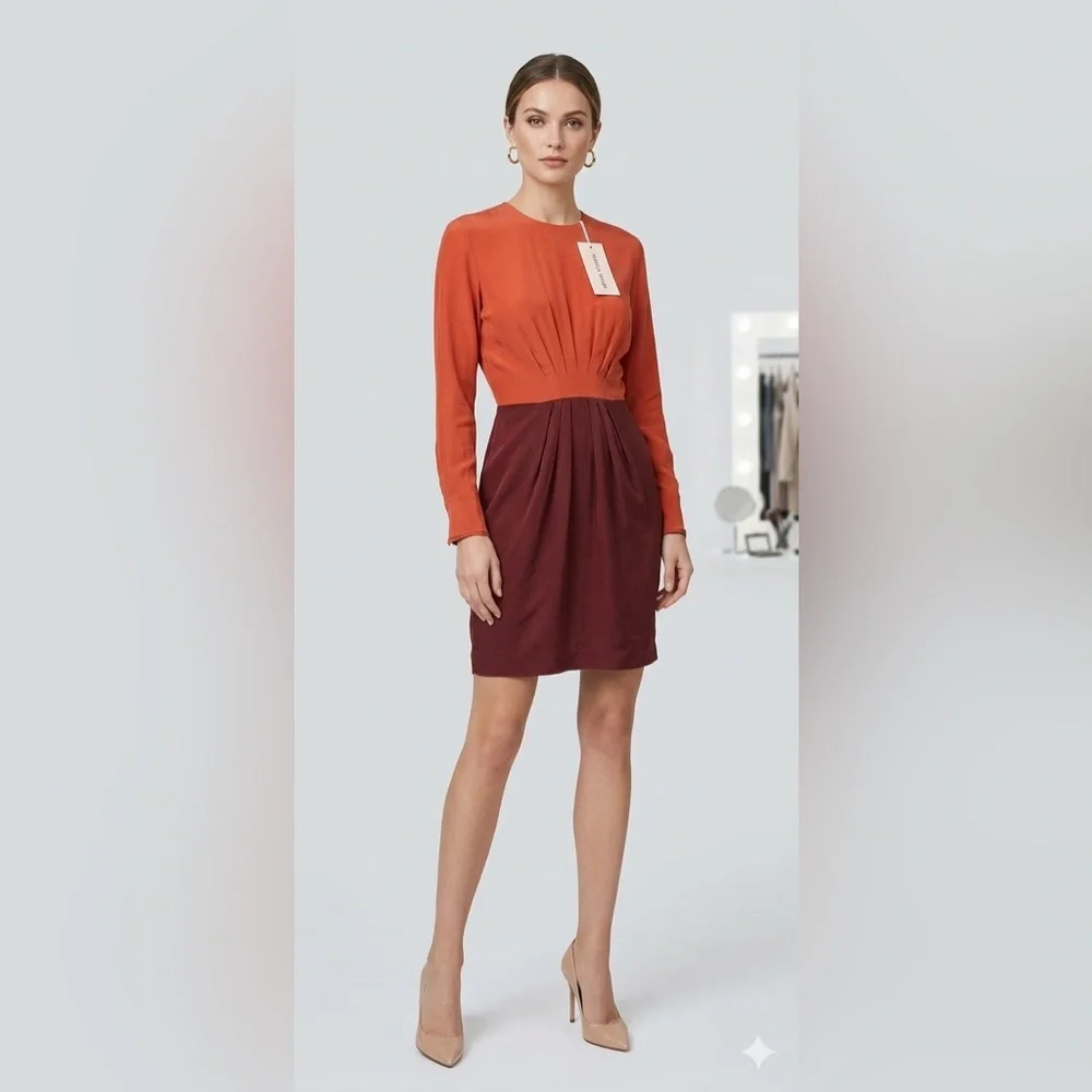 Amanda Uprichard color block‎ 100% silk dress Size S